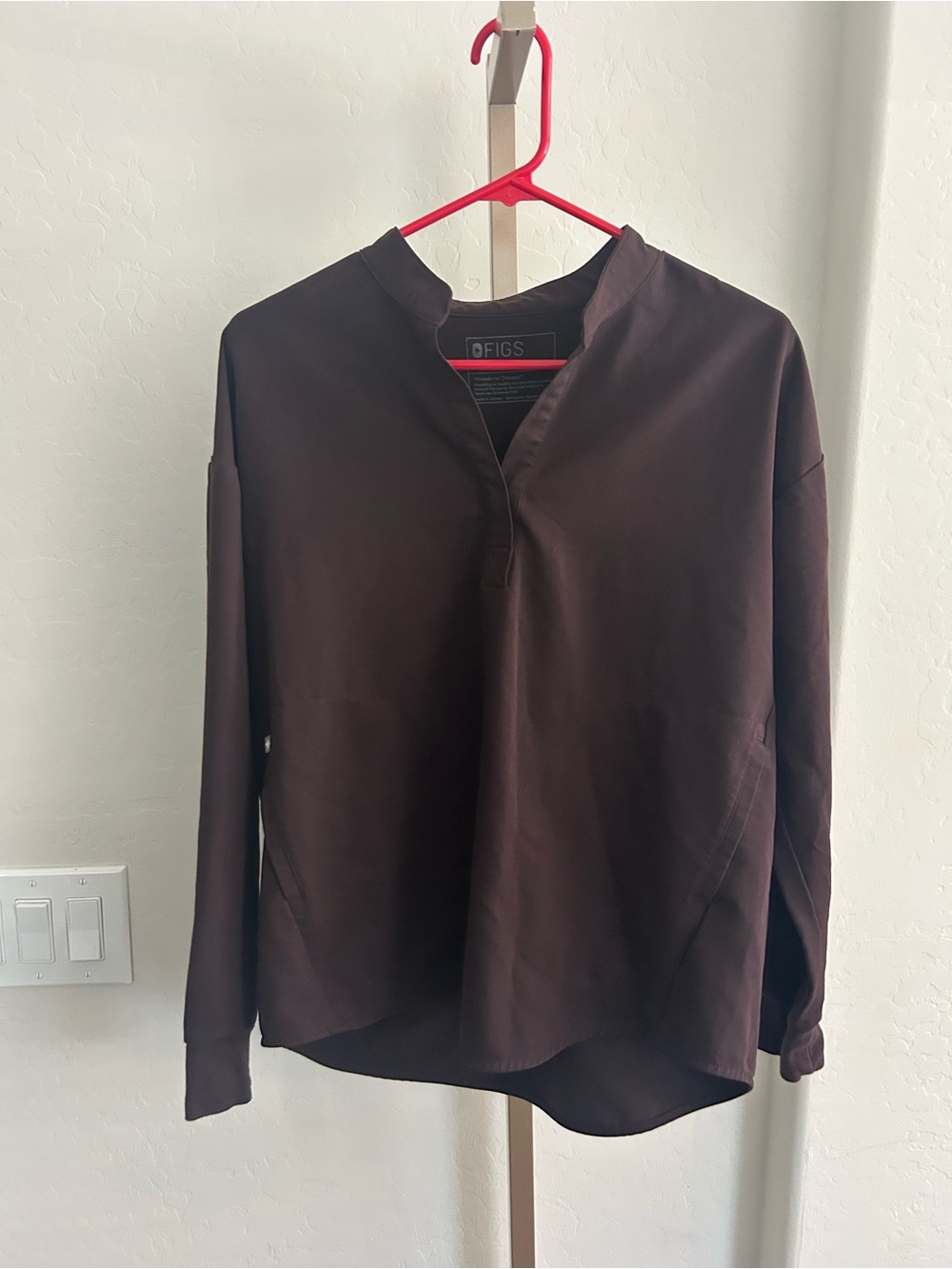 Figs Rafaela Oversized Long Sleeve Scrub Top Brown Purple Women’s Small